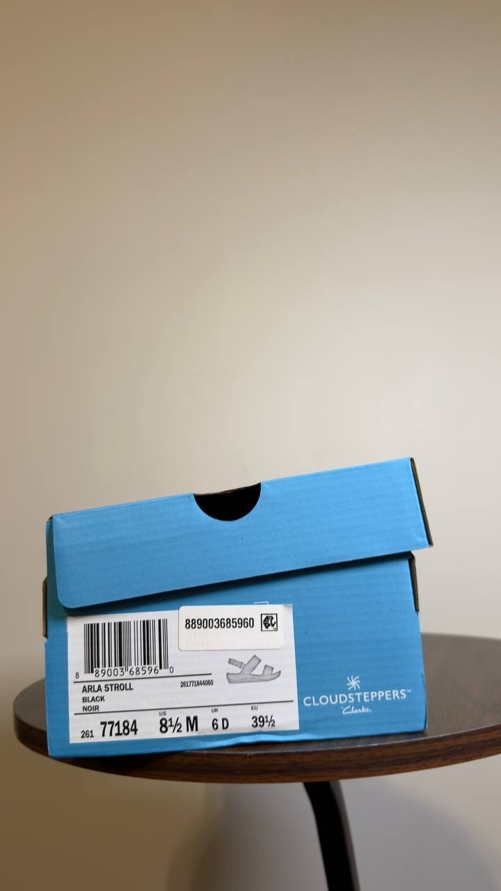 Clarks   Slingback  Sandals  Black  Fabric  8.5M  New  With  Box  $75