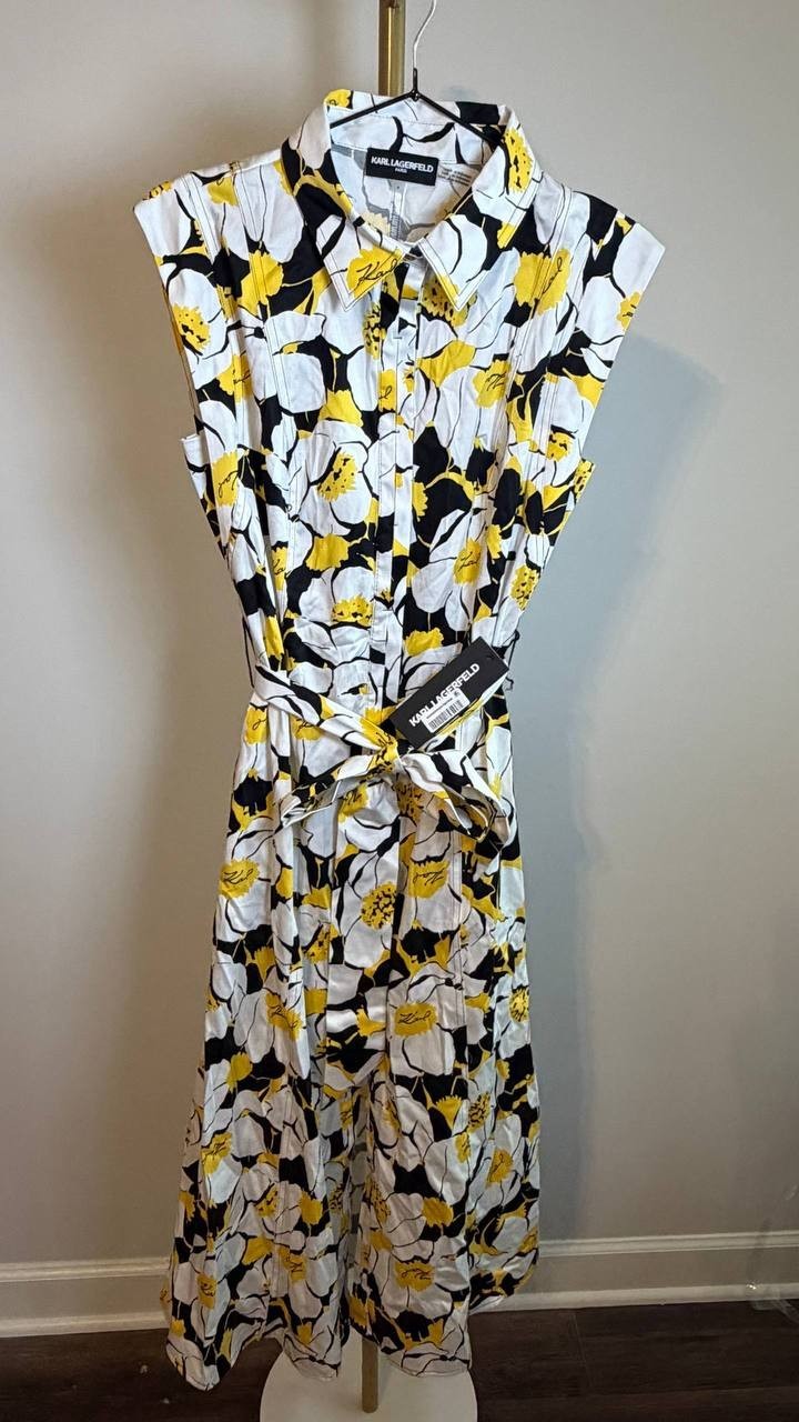 Karl Lagerfeld Paris Women’s Fit & Flare Floral Dress Yellow Size 6 NWT $159
