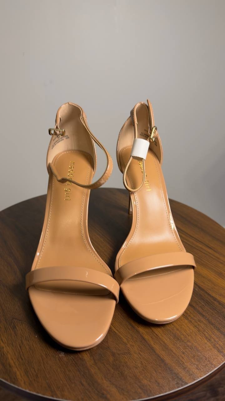 Madden  Girl  Brazen  Stiletto  Dress  Sandals  Nude  Patent  8  New  $55