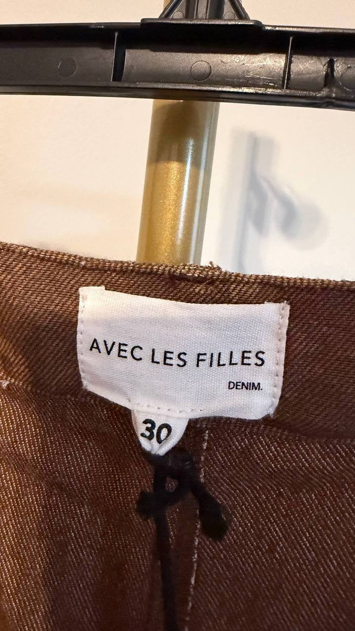 Avec Les Filles Barrel‑Leg Pants Black 30 $138 NWT Damaged Zip Fly