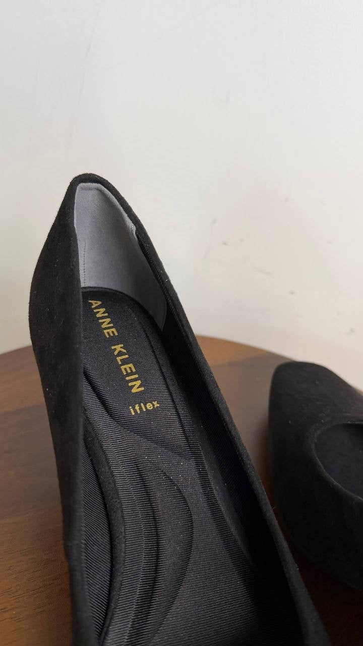 Anne Klein Prima Flared Heel Pumps Black 8M Slip‑On MSRP $95 NWOB