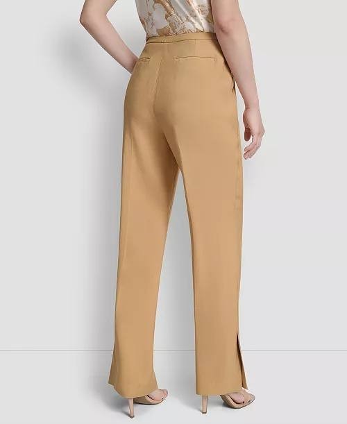DKNY High‑Rise Sueded Canvas Pants Whiskey 12 NWT $99