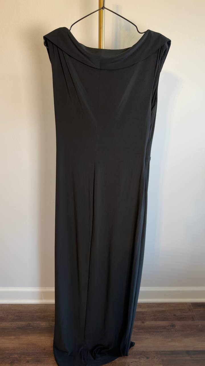Lauren Jersey Off-the-Shoulder Gown Black 12 NWT Damage $35