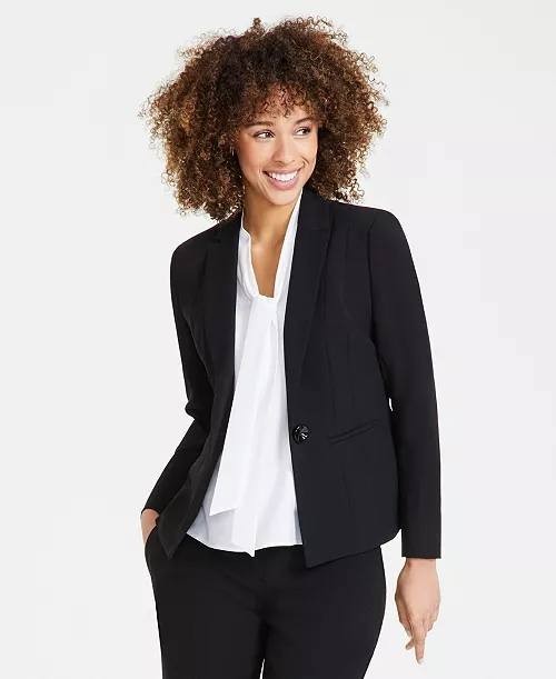 Kasper Women’s Stretch Crepe One Button Blazer Black 14P NWT $99