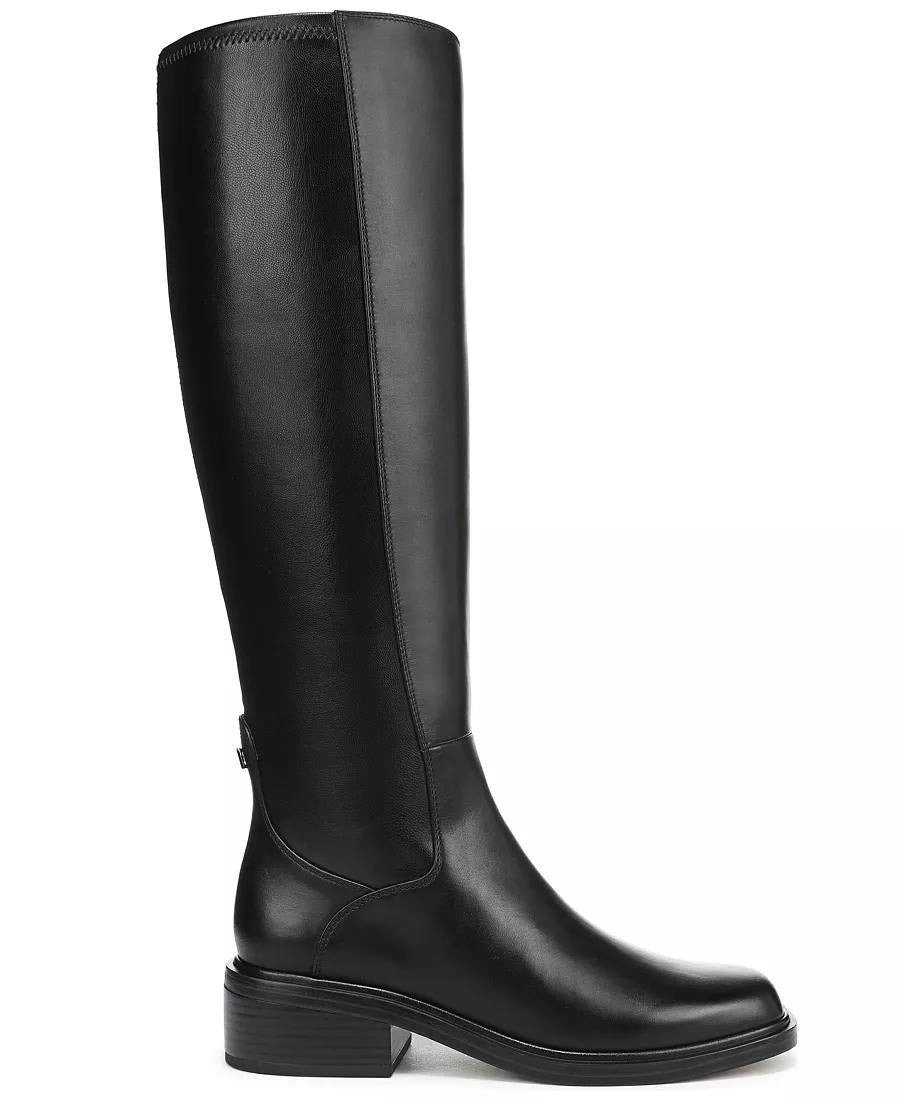 Franco Sarto Gisella Boots 7.5M Black Leather Tall Square Toe NIB msrp$225