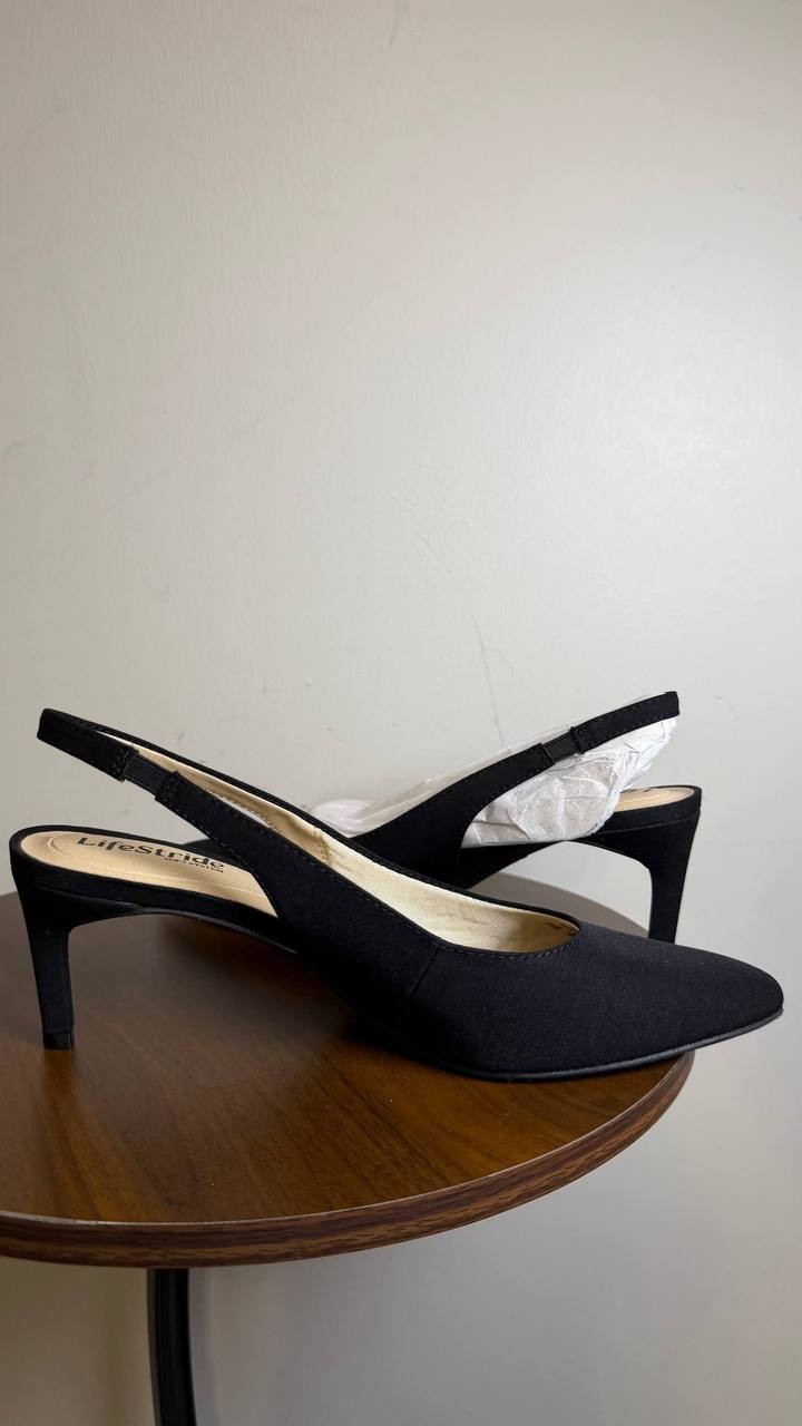 LifeStride Black Microfiber Slingback Pumps 9M New in Box MSRP $79.99