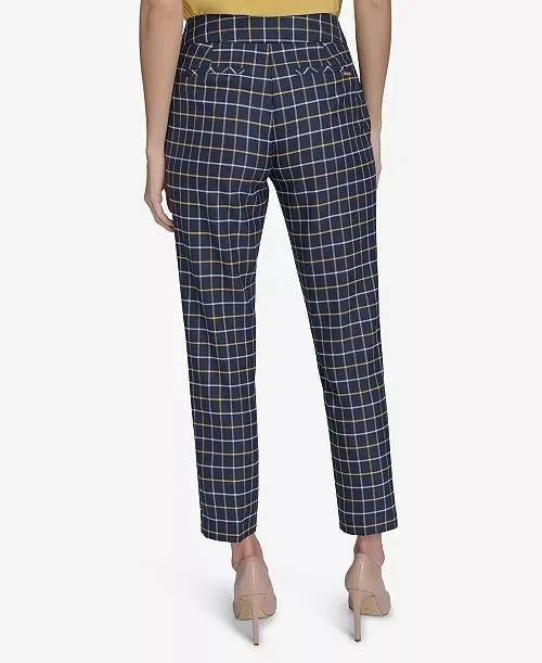 Tommy Hilfiger Women’s Plaid Slim-Fit Ankle Pants Midnight Multi 16 $109 NWT