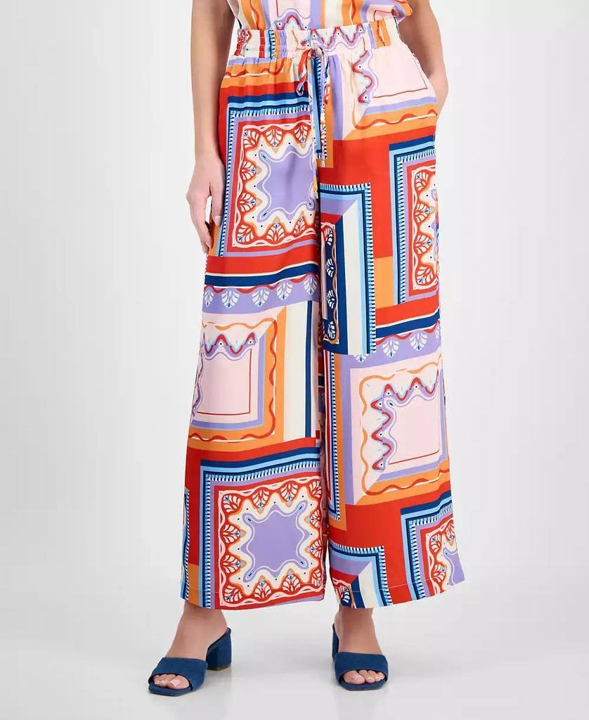 Tahari Women’s Printed Wide-Leg Pull-On Pants Multi L $88 NWT