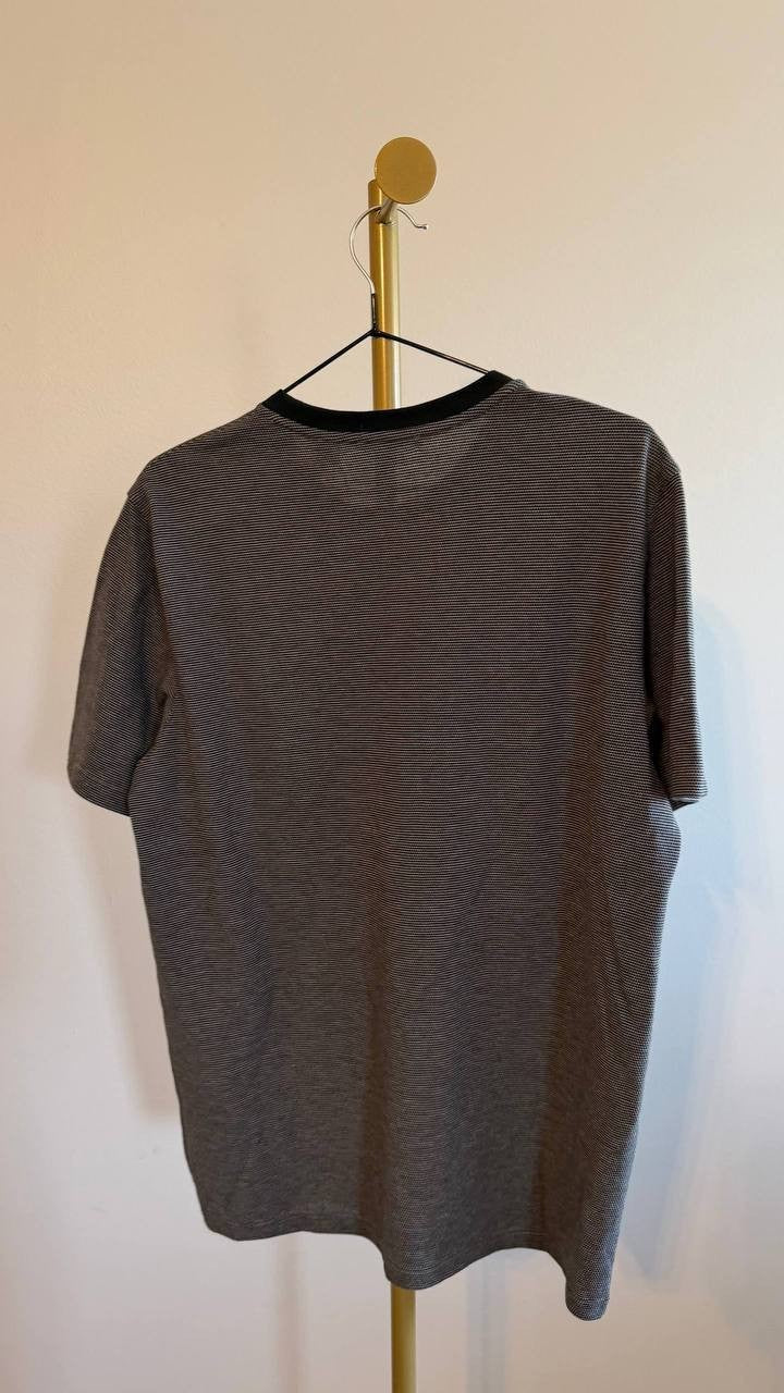 Theory Men’s Striped Pocket Crewneck T‑Shirt Gray M $115 NWT