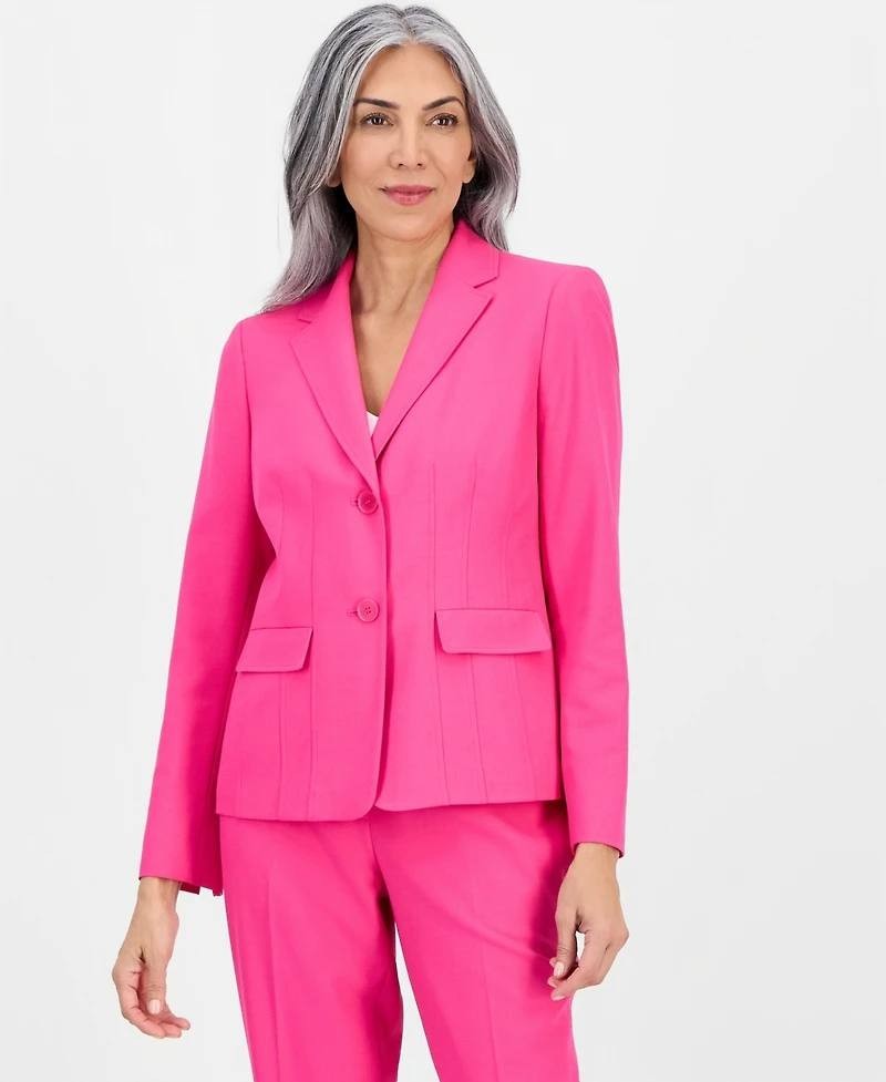 Le Suit Notch‑Lapel Mid‑Rise 2‑Piece Pantsuit 12P Lipstick NWT $235