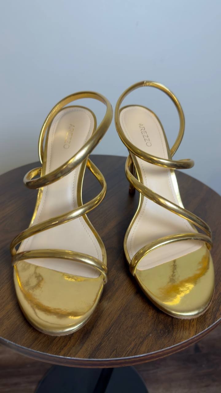 Arezzo High Stiletto Sandals Gold 11 B Pre-Owned $119.00