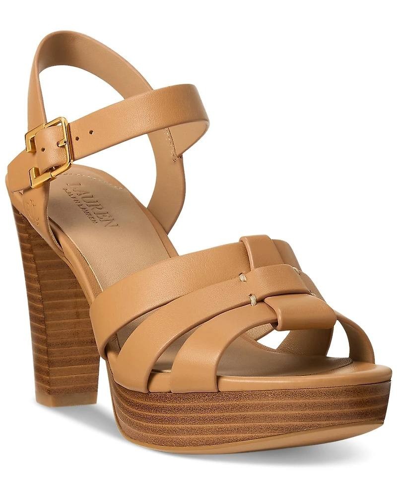 Lauren Ralph Lauren Soffia Women’s Sandals Buff 10B Leather $155 NWB