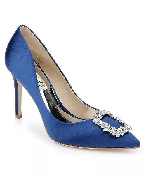 Badgley Mischka Blue Satin Evening Pumps 6M Pre‑Owned w/o Box MSRP $235