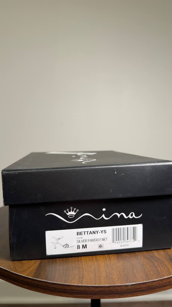 Nina  Bettany  Mid  Heel  Crystal  Straps  Dress  Sandals  Silver  8M  New  $89