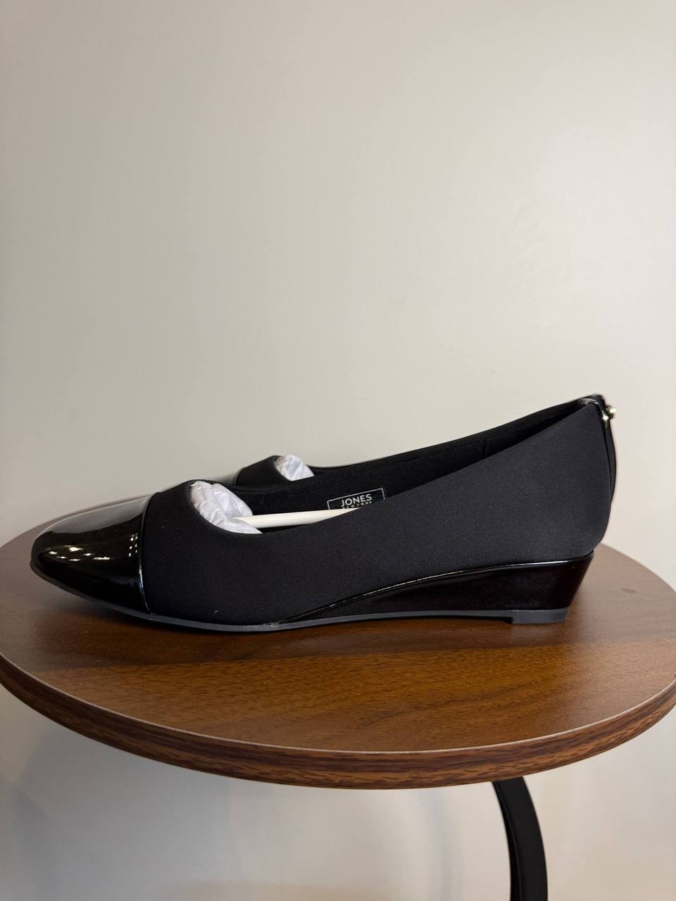 Jones New York Junelle Cap‑Toe Wedge Flats–Black–Size 6.5M–Leather–New in Box