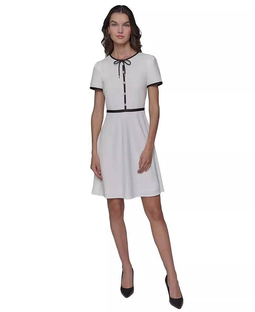 Karl Lagerfeld Paris Beaded-Button Contrast-Trim Dress – Size 10 – NWT – $139