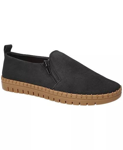Easy Street Astoria Flats 7M Black Zip‑Up Comfort Stretch Round Toe NIB msrp$65