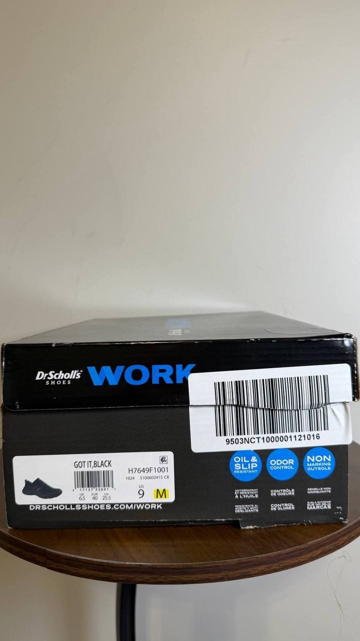 Dr. Scholl’s Black Textile Slip‑On Work Shoes 9M NIB $65