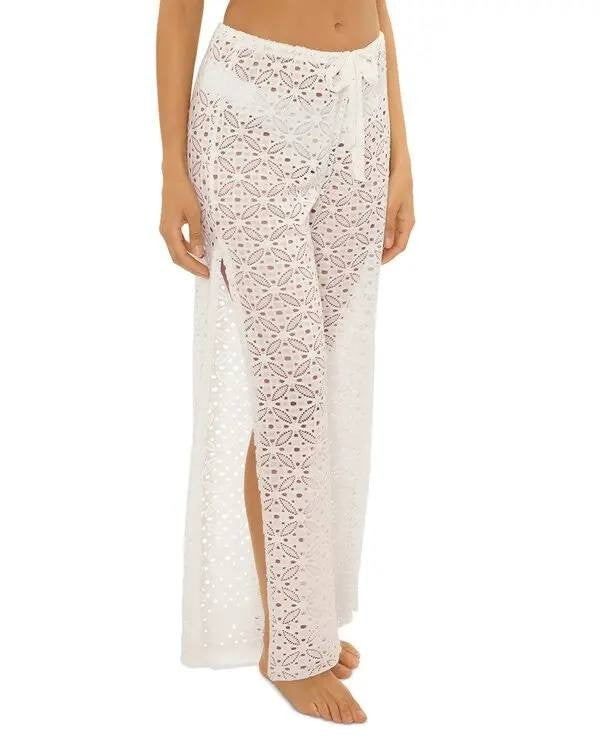 Becca Las Colinas Crochet Beach Pants White M NWT $88