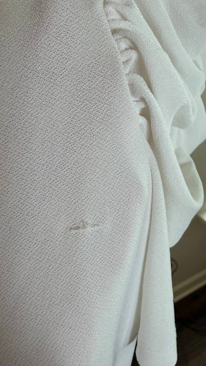 CeCe Shirred Sleeve Embellished ButtonTop New Ivory Crewneck SizeS NWOT$59 snags
