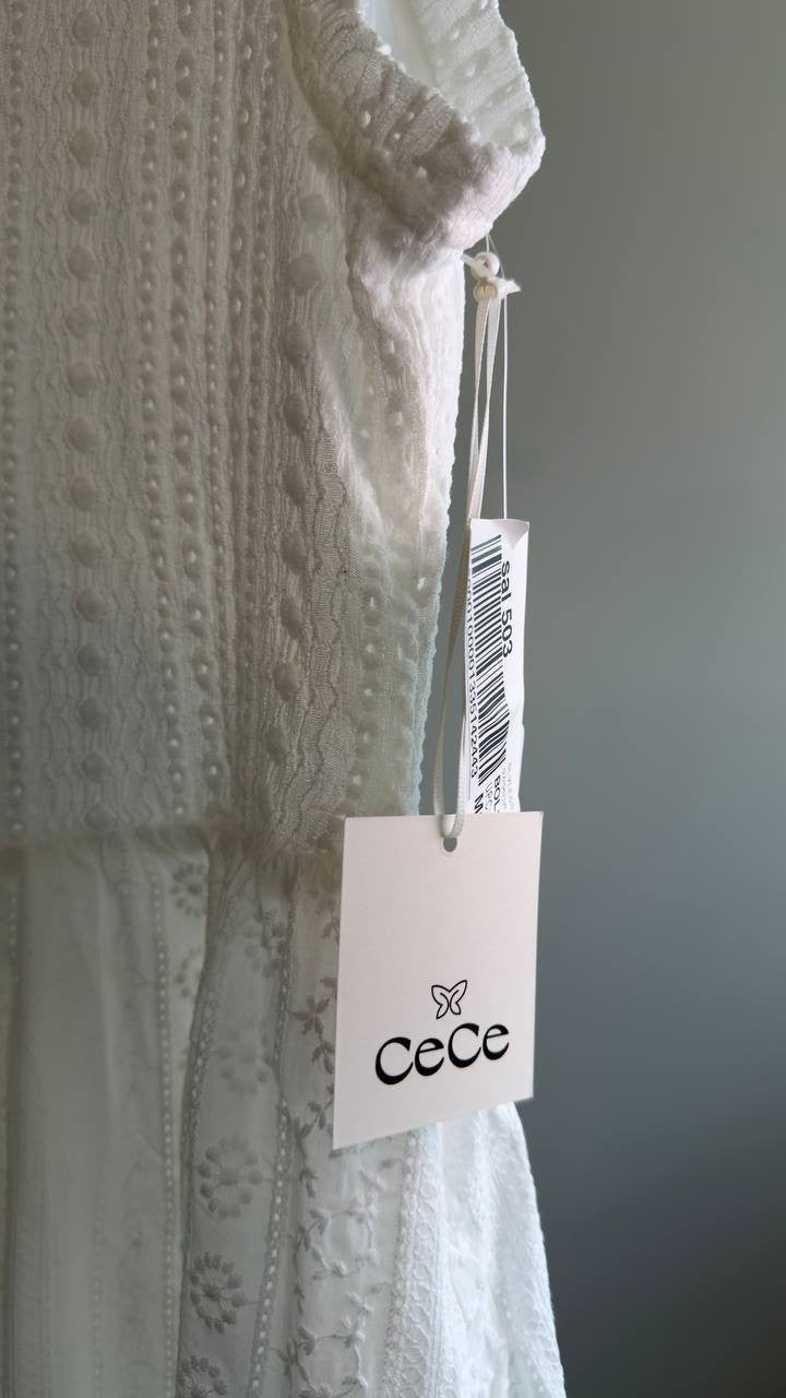 CeCe Sleeveless Crewneck Midi Dress New Ivory XS NWT $99