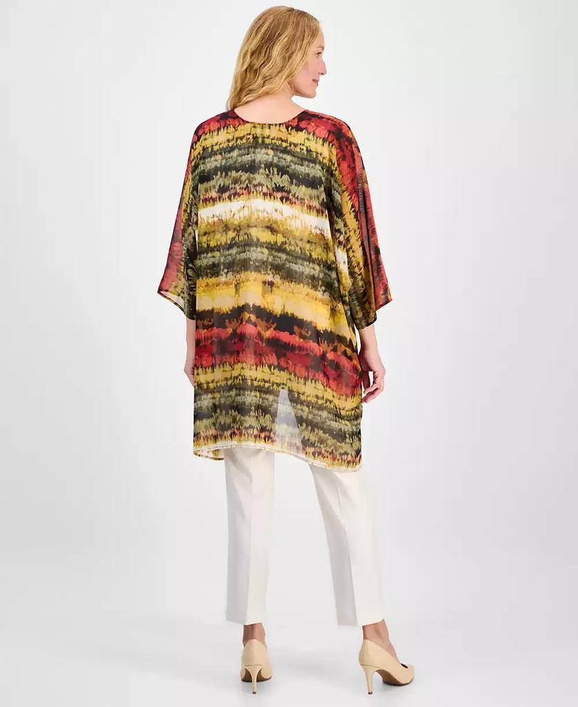 Anne Klein Tie-Dyed Tie-Neck Kimono Red/Yellow 1SZ NWT $89