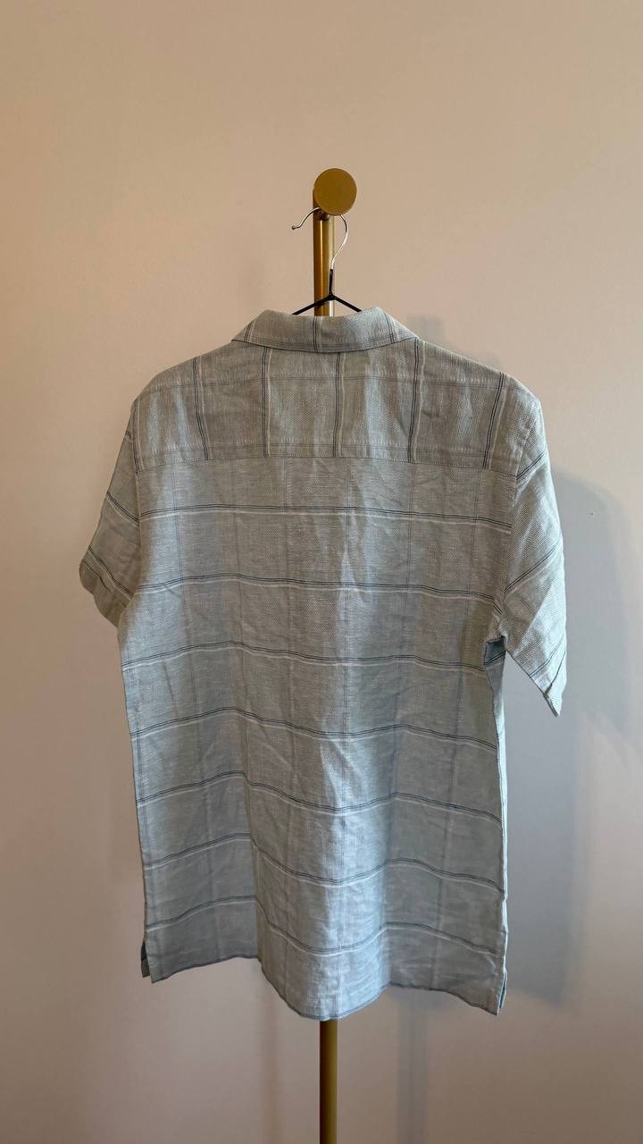 Cubavera Men’s Classic‑Fit Windowpane Linen Blend Camp Shirt S/CH $80 NWT