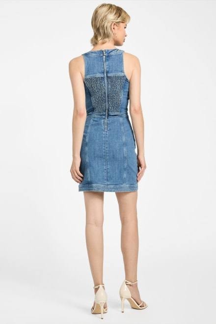 Guess Lisbeth Midi Denim Dress Lace Up Blue Size L NWT $188