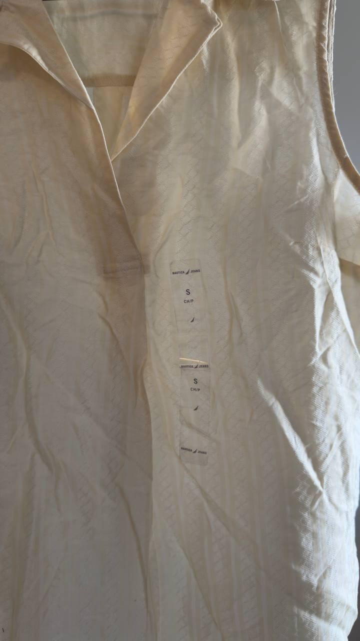 Nautica Jeans Sleeveless Collared Top Natural Size S NWOT $59.50