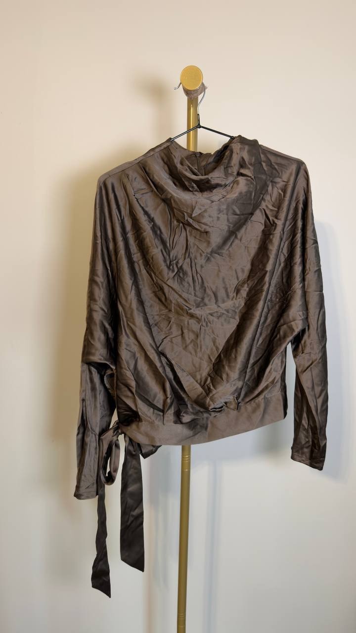 Staud Phoebe Silk Top Dolman Sleeve Side-Tie Truffle Size 2 NWT $475