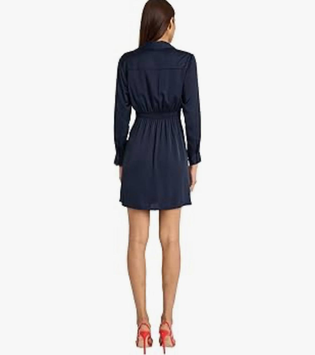 Donna Morgan Twilight Navy Wrap Shirt Dress Size 10 NWT – Elegant Cocktail Style