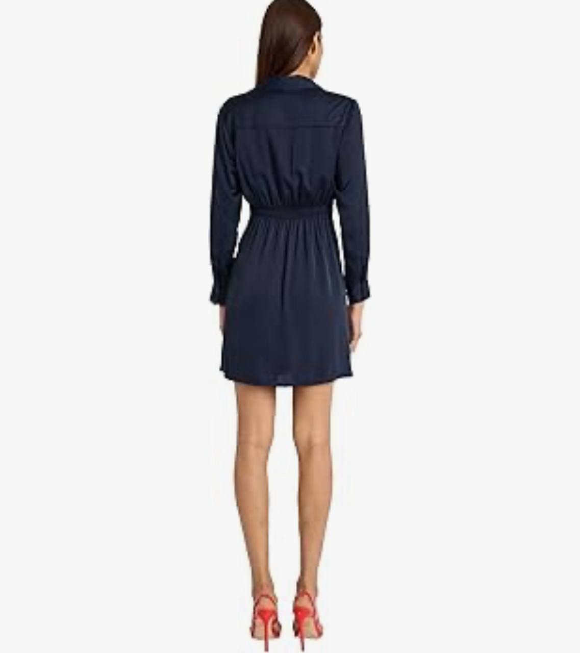 Donna Morgan Twilight Navy Wrap Shirt Dress Size 10 NWT – Elegant Cocktail Style