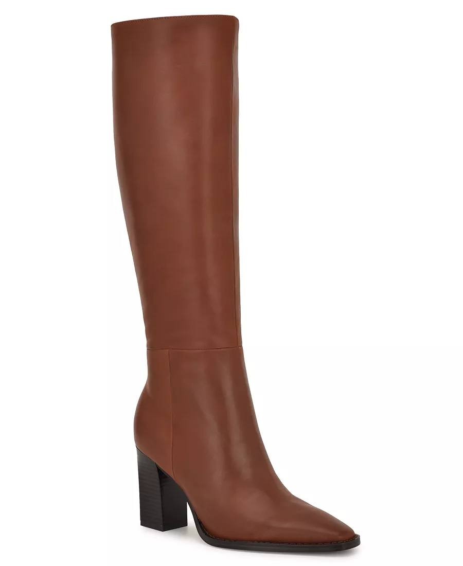 Nine West Zazz Boots 8.5M Medium Natural Leather Tall Square Toe NIB msrp$249