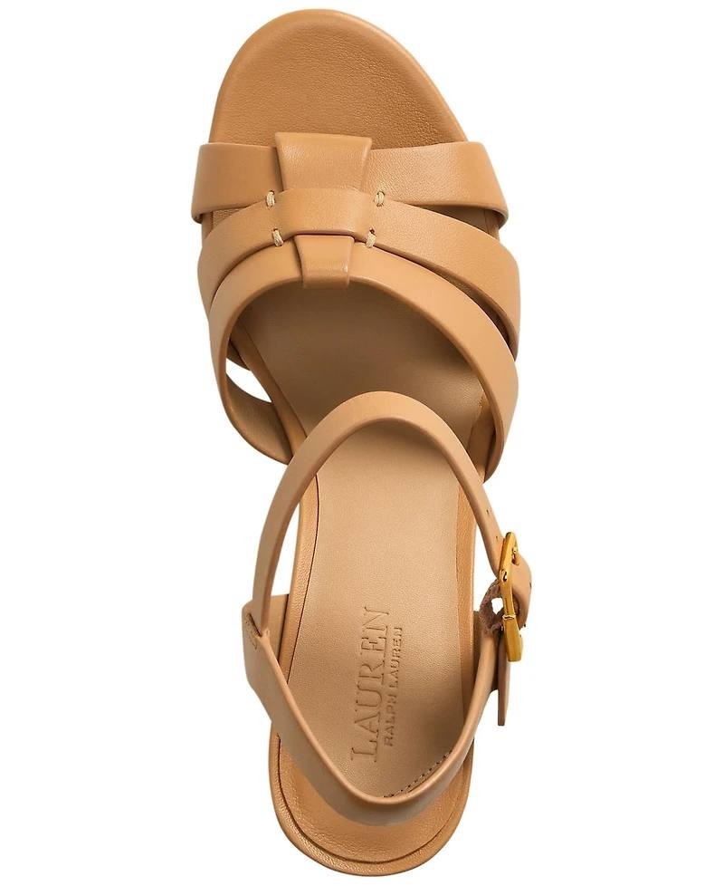 Lauren Ralph Lauren Soffia Women’s Sandals Buff 10B Leather $155 NWB
