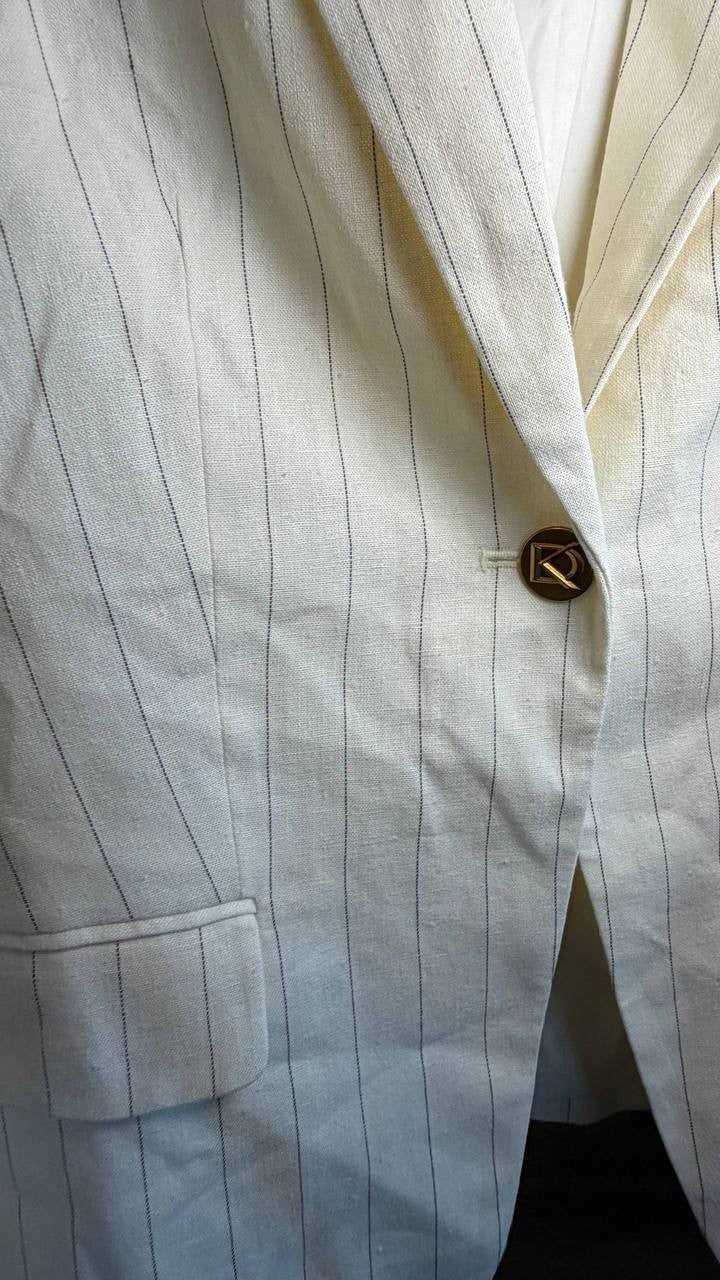 Donna Karan NY Pinstriped Blazer Cream 16P NWT $189