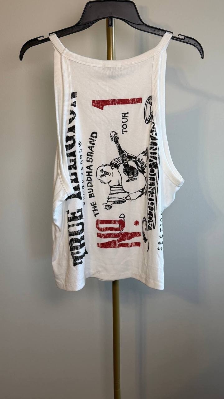 True Religion Buddha Logo Halter Tank White XXL NWT $59