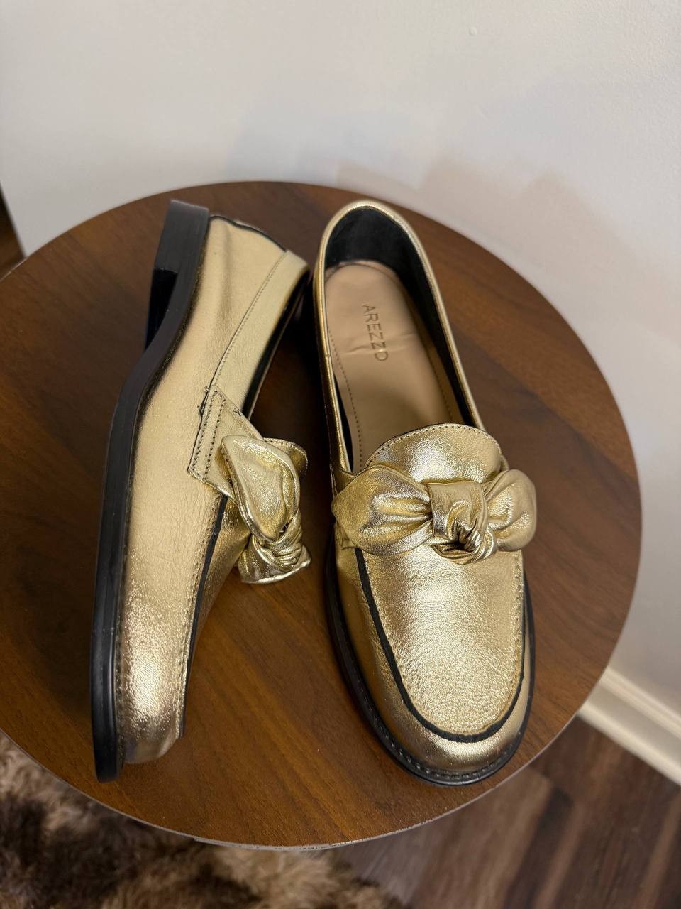 Arezzo Cassidy Leather Loafers – Platino – Size 7B – NIB