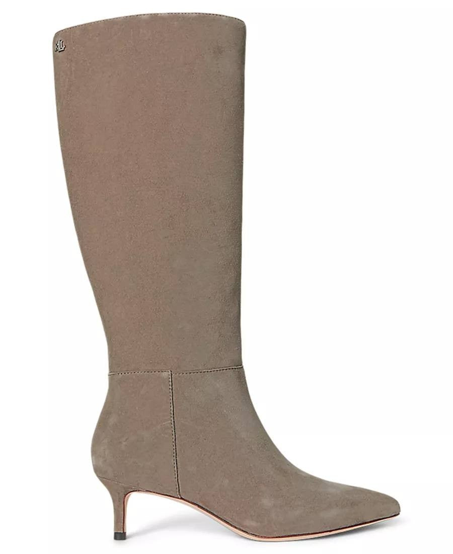 Lauren Ralph Lauren McKay Boots 8B Taupe Suede Tall Pointed Toe NIB msrp$275