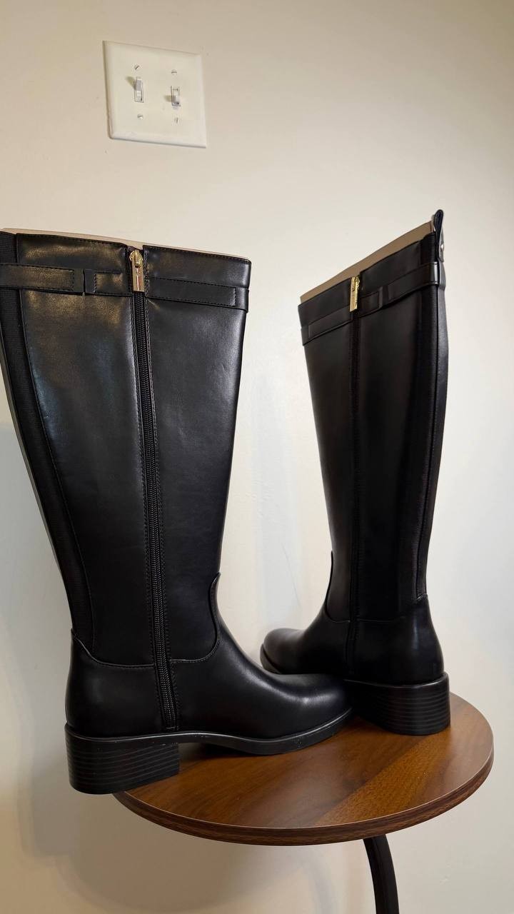 Tommy Hilfiger Iviann Boots 8M Black Tall Riding Almond Toe NIB msrp$159