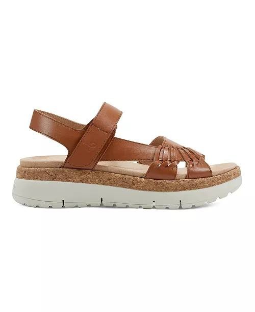 Easy  Spirit  Platform  Sandals  Cognac  9W  New  $85