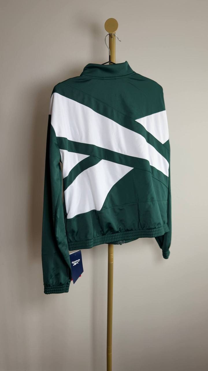 Reebok Women’s Logo Tricot Long‑Sleeve Track Jacket Green M NWT $55