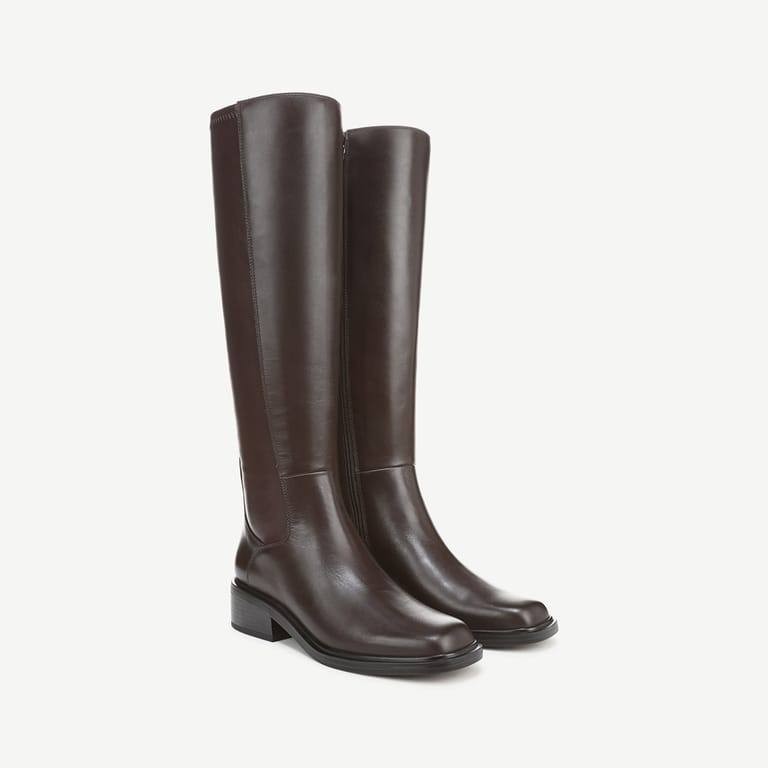Franco Sarto Gisella Wide Calf Knee High Boots Brown 9M Leather $225 NWB