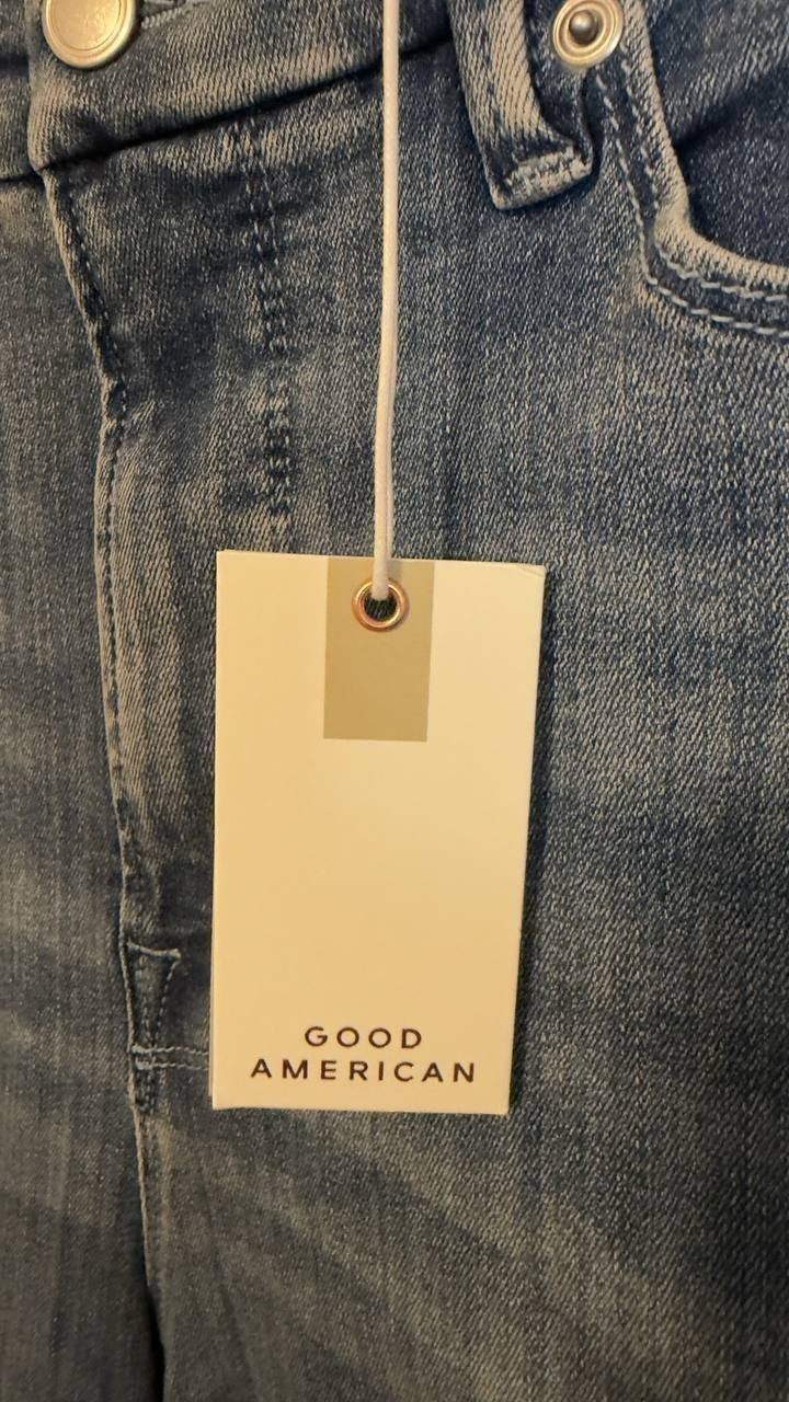 Good American Plus Size Good Legs Mid Rise Flare Jeans Indigo 16 NWT $128