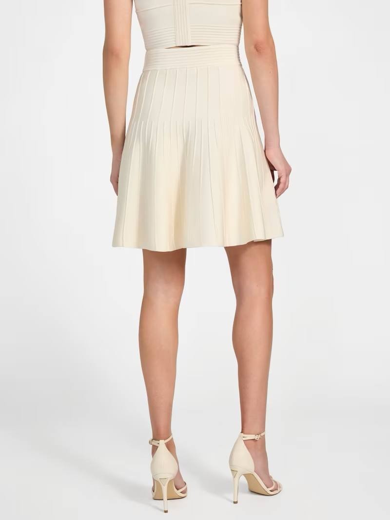 GUESS Mirage Ottoman Staci Knit Skirt Dove White M $118 NWT