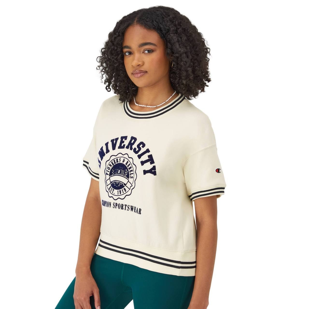 Champion Short‑Sleeve Fleece Pullover Sweatshirt M Natural NWT $55