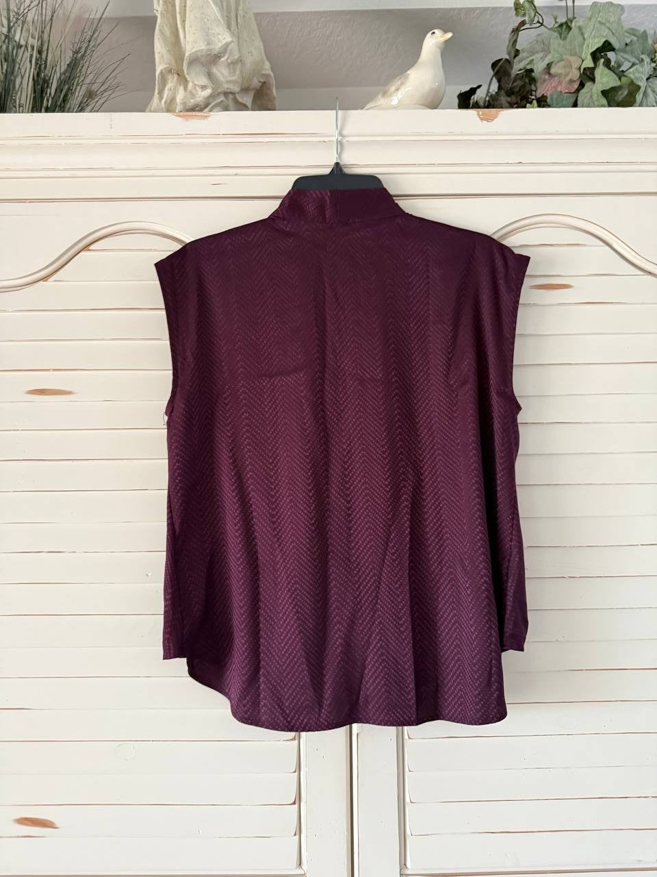 Calvin Klein Faux-Wrap Blouse – Size XS – NWT – Dark Burgundy Cap Sleeve