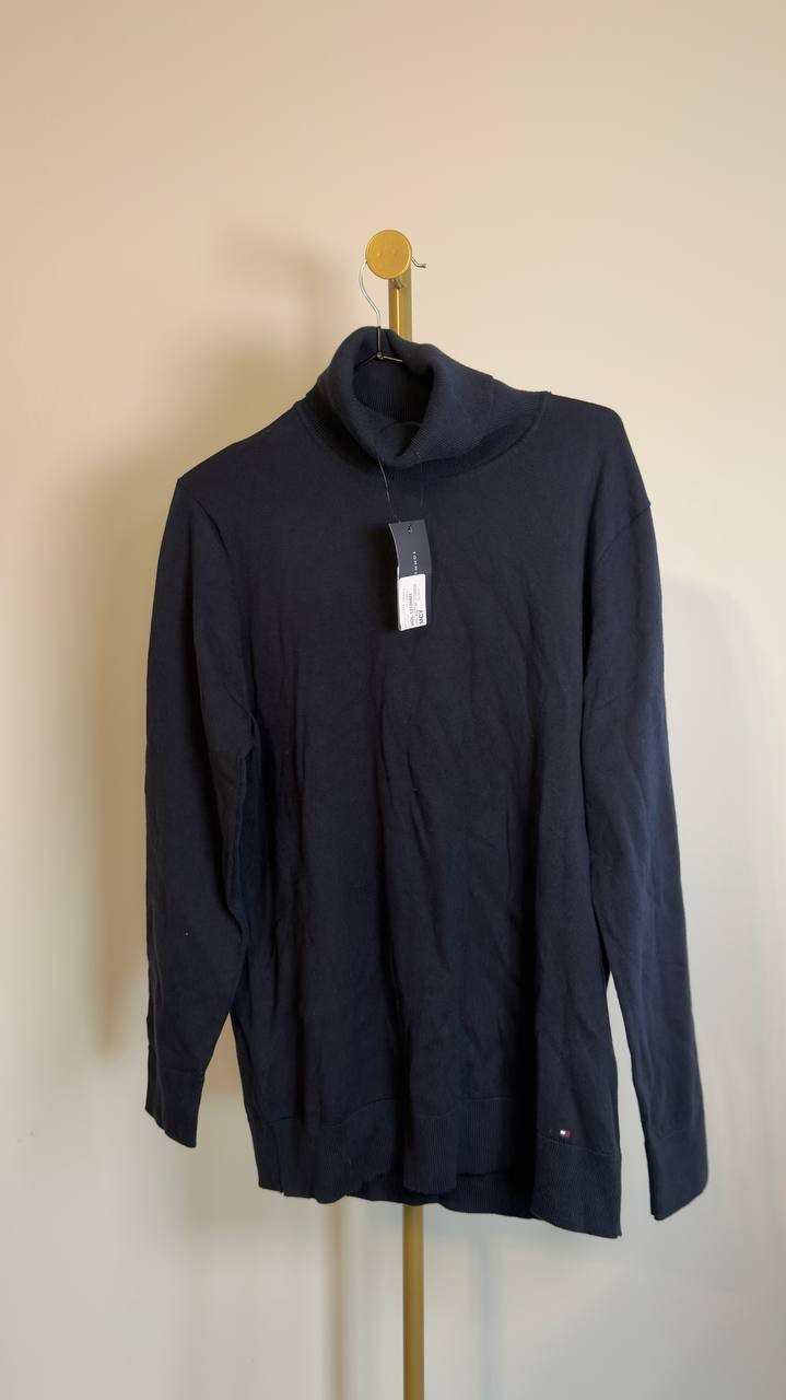 Tommy Hilfiger Cotton Lightweight Turtleneck Top Sky Captain XL NWT $69.50