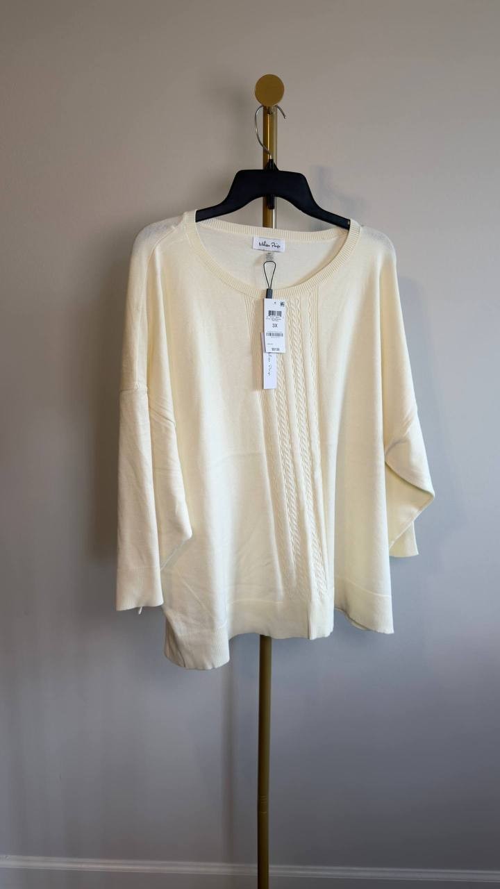Melissa Paige Cable‑Knit Sweater Papyrus 3X NWT $51.50