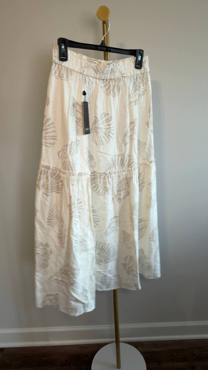 Jones New York Petite Pull‑On Tiered Midi Skirt White/Natural S NWT $89.50