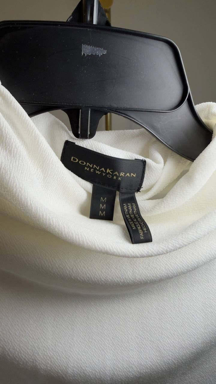 Donna Karan New York Women’s Draped High Neck Sleeveless Top Cream M NWT $69
